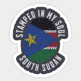 Proud South Sudan Heritage Fingerprint Art for Patriotic Hearts Sticker